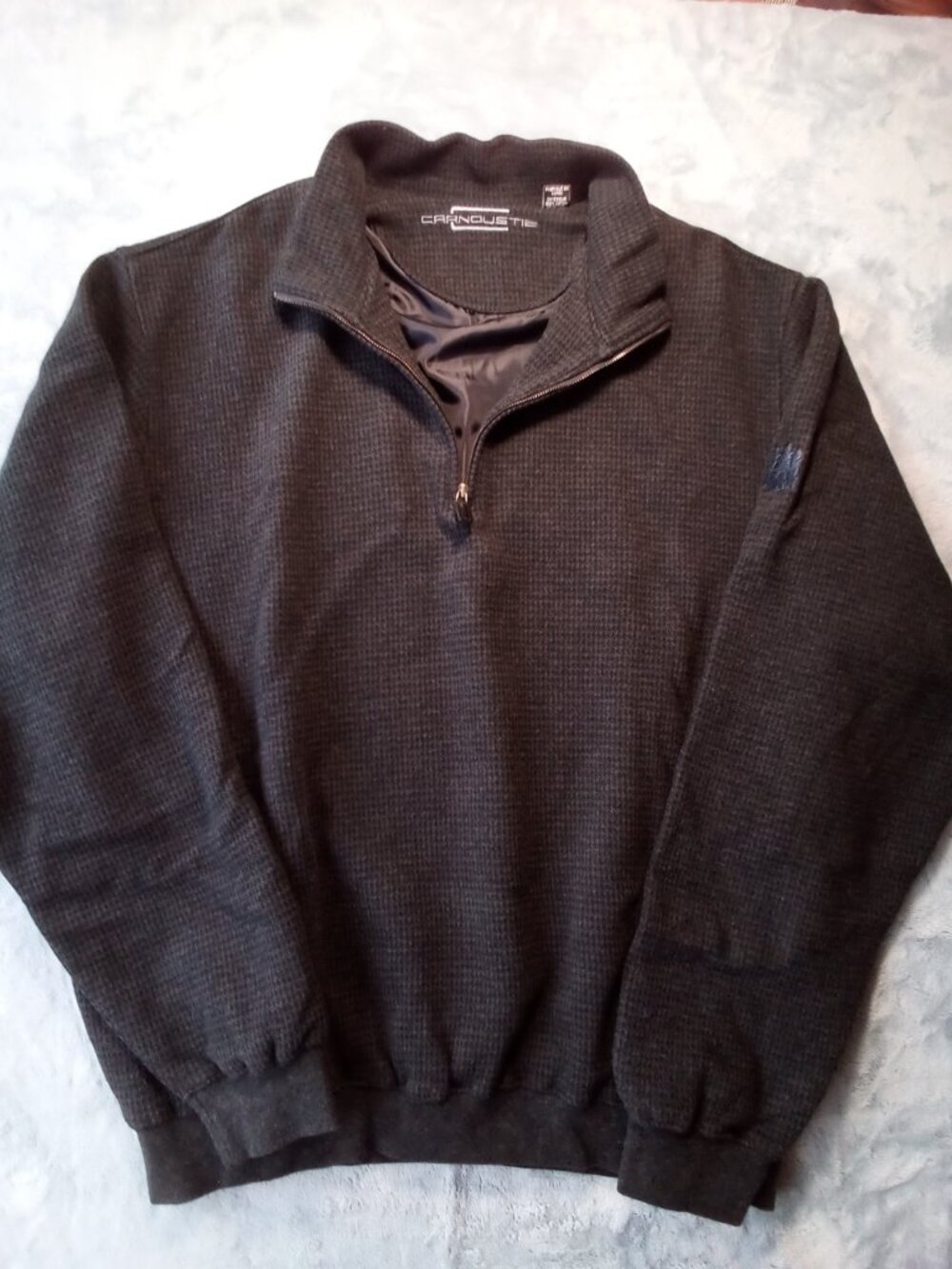 Carnoustie Sweater Mens XL 1/4 Zip Waffle Knit Pullover Lined Charcoal Golf